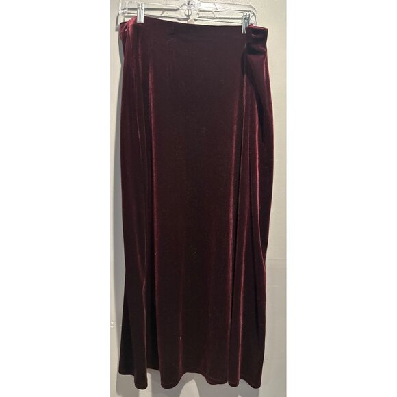First Issue Women’s XL Burgundy Velour Midi Skirt Soft Luxe Fall Winter Chic y2k - Picture 3 of 6